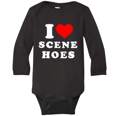 I Love Scene Hoes Funny Heart Baby Long Sleeve Bodysuit