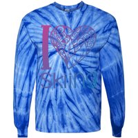 I Love Skiing For Ski Lovers Gift Tie-Dye Long Sleeve Shirt