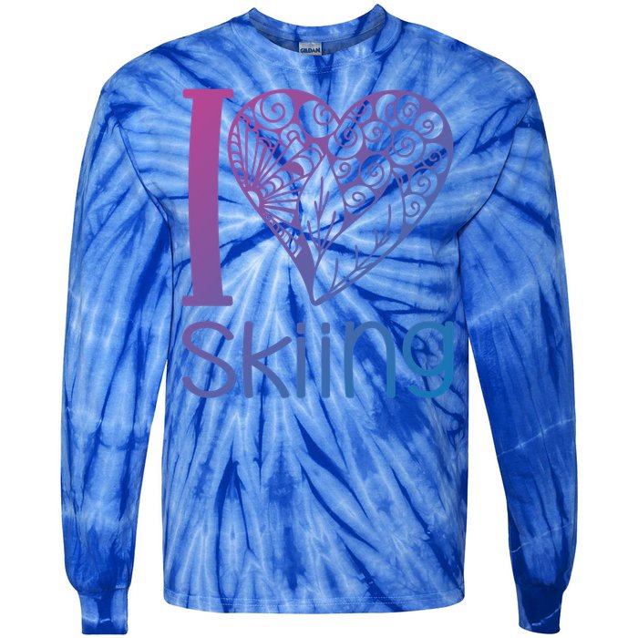 I Love Skiing For Ski Lovers Gift Tie-Dye Long Sleeve Shirt