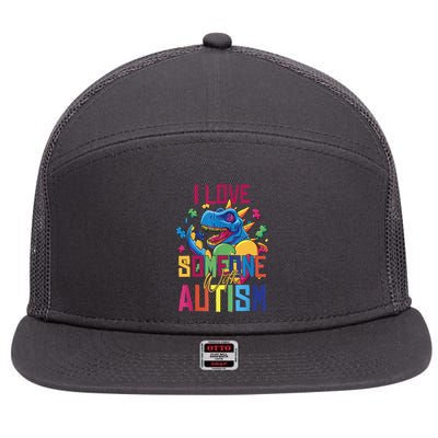 I Love Someone With Autism Funny Autistic Awareness 7 Panel Mesh Trucker Snapback Hat