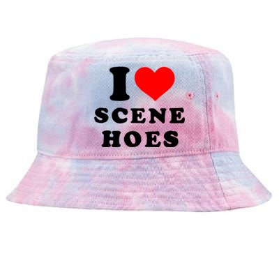 I Love Scene Hoes Funny Heart Tie-Dyed Bucket Hat