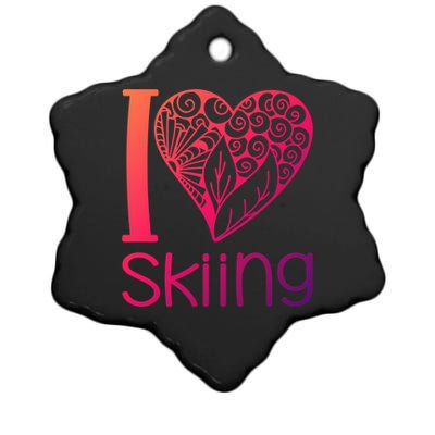 I Love Skiing For Ski Lovers Gift Ceramic Star Ornament