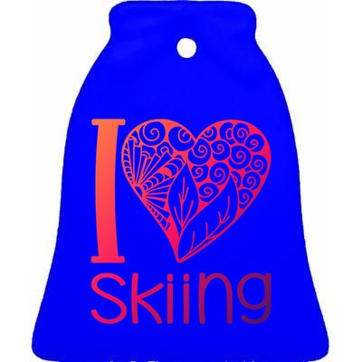 I Love Skiing For Ski Lovers Gift Ceramic Bell Ornament