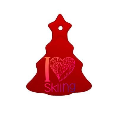 I Love Skiing For Ski Lovers Gift Ceramic Tree Ornament