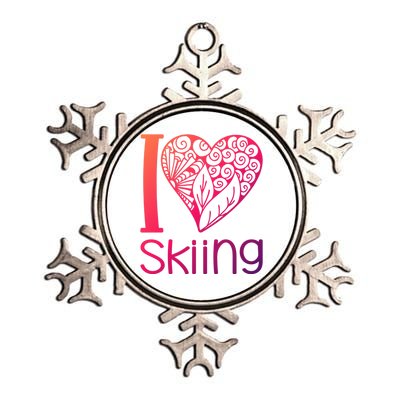 I Love Skiing For Ski Lovers Gift Metallic Star Ornament