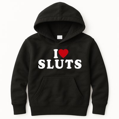 I Love Sluts Heart Kids Hoodie