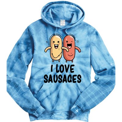 I Love Sausages Gift Tie Dye Hoodie