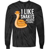 I Like Snakes And Maybe 3 People Snake Reptile Lover Tie-Dye Long Sleeve Shirt