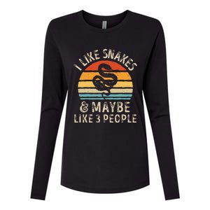 I Like Snakes And Maybe 3 People Snake Reptile Lover Retro Womens Cotton Relaxed Long Sleeve T-Shirt