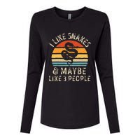 I Like Snakes And Maybe 3 People Snake Reptile Lover Retro Womens Cotton Relaxed Long Sleeve T-Shirt