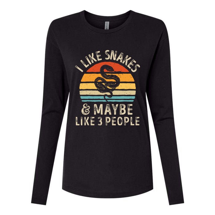 I Like Snakes And Maybe 3 People Snake Reptile Lover Retro Womens Cotton Relaxed Long Sleeve T-Shirt