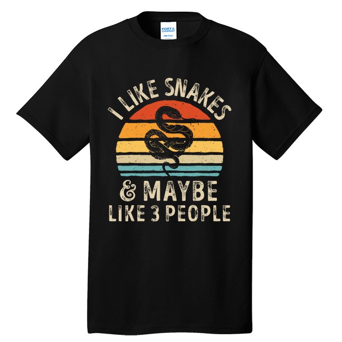 I Like Snakes And Maybe 3 People Snake Reptile Lover Retro Tall T-Shirt