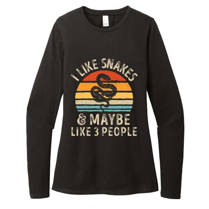 I Like Snakes And Maybe 3 People Snake Reptile Lover Retro Womens CVC Long Sleeve Shirt