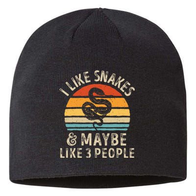 I Like Snakes And Maybe 3 People Snake Reptile Lover Retro Sustainable Beanie