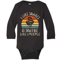 I Like Snakes And Maybe 3 People Snake Reptile Lover Retro Baby Long Sleeve Bodysuit