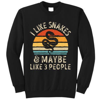 I Like Snakes And Maybe 3 People Snake Reptile Lover Retro Tall Sweatshirt