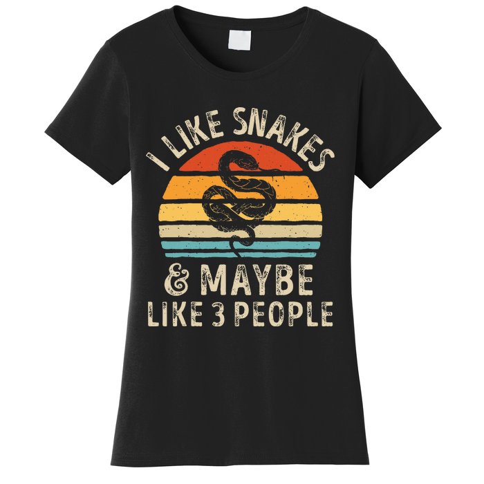 I Like Snakes And Maybe 3 People Snake Reptile Lover Retro Women's T-Shirt