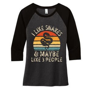 I Like Snakes And Maybe 3 People Snake Reptile Lover Retro Women's Tri-Blend 3/4-Sleeve Raglan Shirt