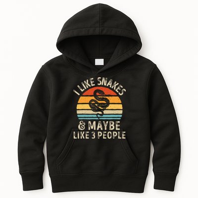 I Like Snakes And Maybe 3 People Snake Reptile Lover Retro Kids Hoodie