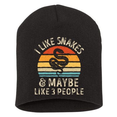 I Like Snakes And Maybe 3 People Snake Reptile Lover Retro Short Acrylic Beanie