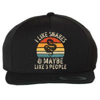 I Like Snakes And Maybe 3 People Snake Reptile Lover Retro Wool Snapback Cap