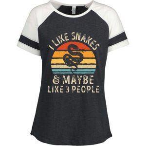 I Like Snakes And Maybe 3 People Snake Reptile Lover Retro Enza Ladies Jersey Colorblock Tee