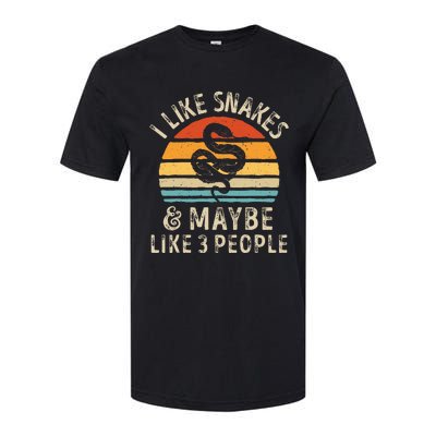 I Like Snakes And Maybe 3 People Snake Reptile Lover Retro Softstyle CVC T-Shirt