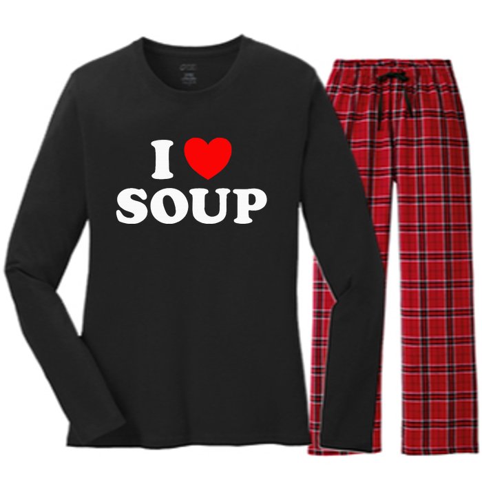 I Love Soup Funny Stew Hot Food Stone Crock Pot Comfort Fan Women's Long Sleeve Flannel Pajama Set 