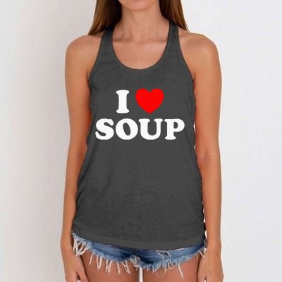 I Love Soup Funny Stew Hot Food Stone Crock Pot Comfort Fan Women's Knotted Racerback Tank