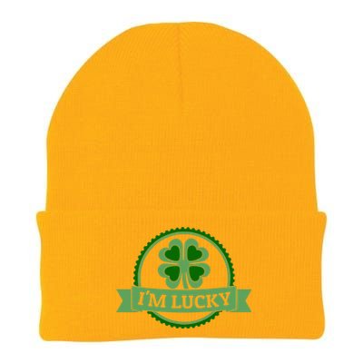 I'm Lucky Shamrock Gift For St Patrick's Day Knit Cap Winter Beanie