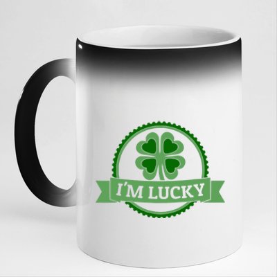 I'm Lucky Shamrock Gift For St Patrick's Day 11oz Black Color Changing Mug