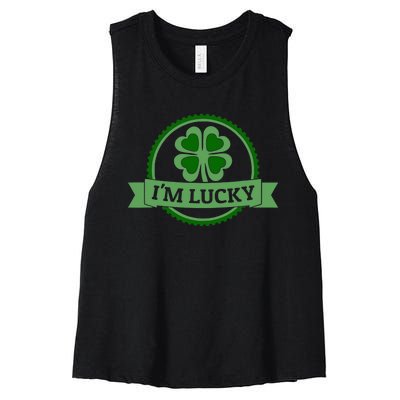 I'm Lucky Shamrock Gift For St Patrick's Day Women's Racerback Cropped Tank