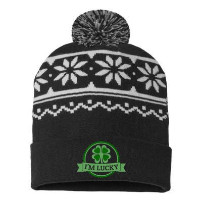 I'm Lucky Shamrock Gift For St Patrick's Day USA-Made Snowflake Beanie