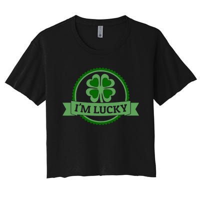 I'm Lucky Shamrock Gift For St Patrick's Day Women's Crop Top Tee