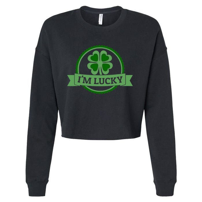 I'm Lucky Shamrock Gift For St Patrick's Day Cropped Pullover Crew