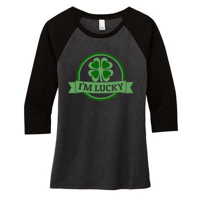 I'm Lucky Shamrock Gift For St Patrick's Day Women's Tri-Blend 3/4-Sleeve Raglan Shirt