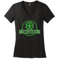 I'm Lucky Shamrock Gift For St Patrick's Day Women's V-Neck T-Shirt