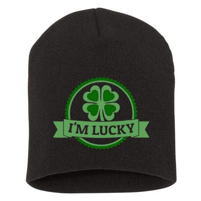 I'm Lucky Shamrock Gift For St Patrick's Day Short Acrylic Beanie