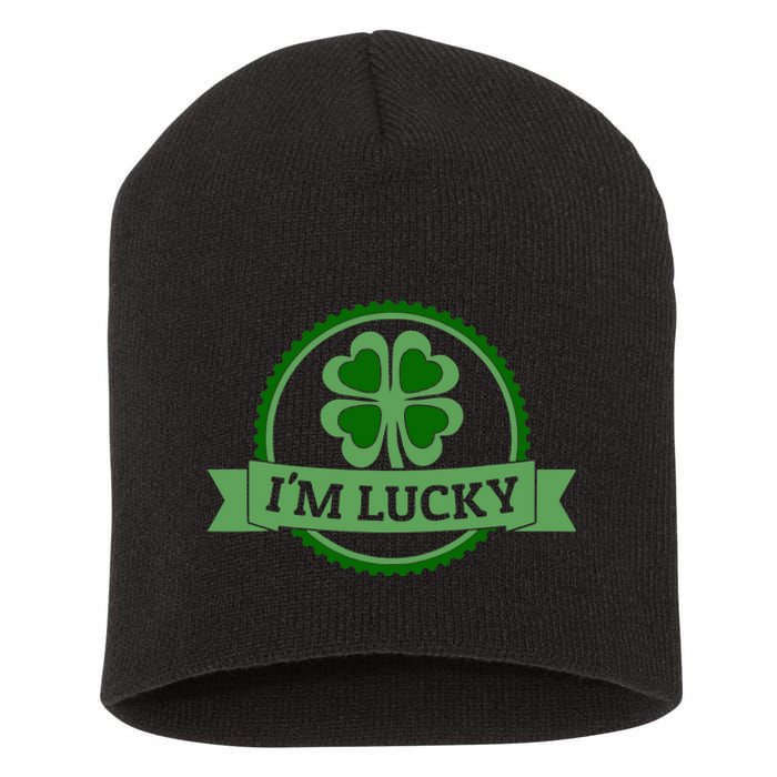 I'm Lucky Shamrock Gift For St Patrick's Day Short Acrylic Beanie