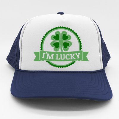 I'm Lucky Shamrock Gift For St Patrick's Day Trucker Hat