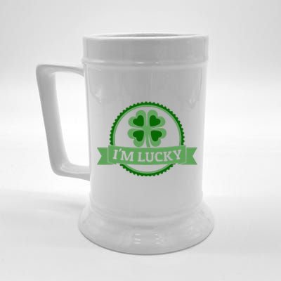 I'm Lucky Shamrock Gift For St Patrick's Day Beer Stein