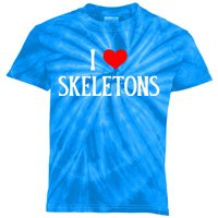 I Love Skeletons I Heart Skeletons Halloween Skeleton Lover Gift Kids Tie-Dye T-Shirt