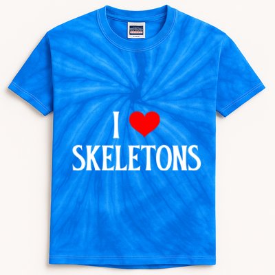 I Love Skeletons I Heart Skeletons Halloween Skeleton Lover Gift Kids Tie-Dye T-Shirt