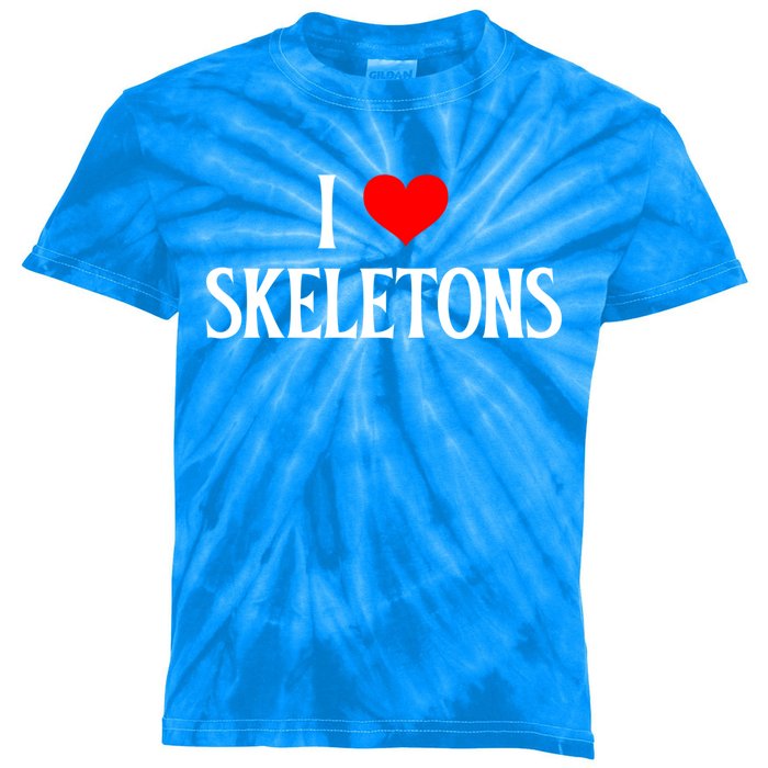 I Love Skeletons I Heart Skeletons Halloween Skeleton Lover Gift Kids Tie-Dye T-Shirt