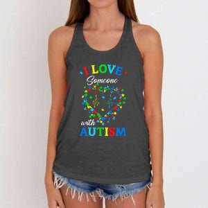 I Love Someone With Autism AwarenessI Love Someone With Autism Awareness Women's Knotted Racerback Tank