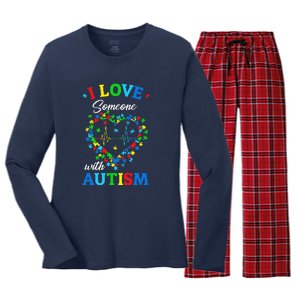 I Love Someone With Autism AwarenessI Love Someone With Autism Awareness Women's Long Sleeve Flannel Pajama Set 