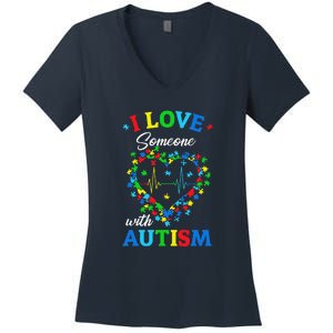 I Love Someone With Autism AwarenessI Love Someone With Autism Awareness Women's V-Neck T-Shirt