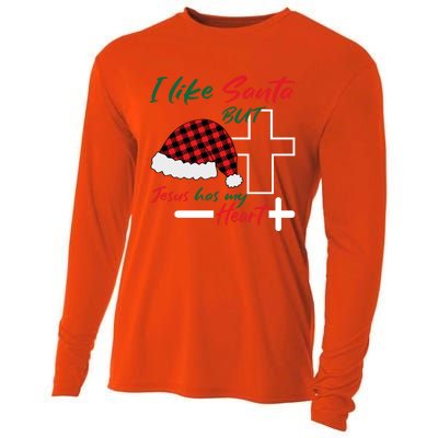 I Like Santa But Jesus Has My Heart Christmas Jesus Squad Funny Gift Cooling Performance Long Sleeve Crew