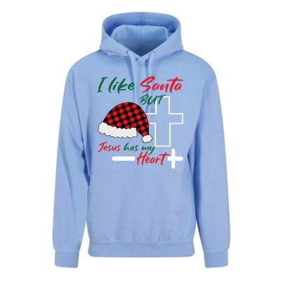 I Like Santa But Jesus Has My Heart Christmas Jesus Squad Funny Gift Unisex Surf Hoodie