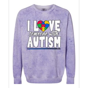 I Love Someone With Autism Awareness Month Colorblast Crewneck Sweatshirt